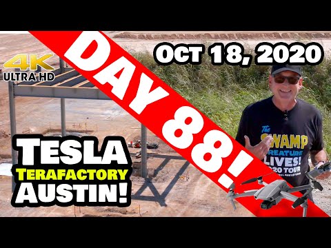 Tesla Gigafactory Austin 4K  Day 88 - 10/18/20 - Tesla Terafactory Austin Texas SUNDAY FUN-DAY!