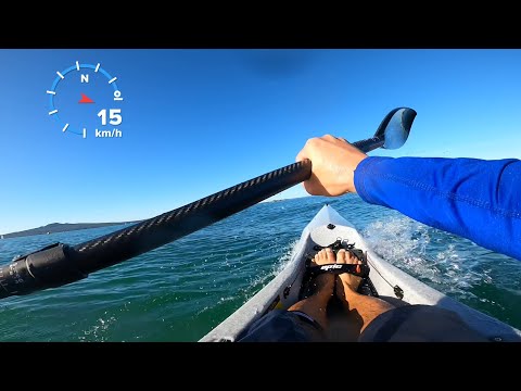 Speeding on the swell. V7 Epic surfski.
