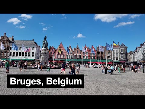 Bruges (Belgium) city center walk, 20 August 2022 [4K]