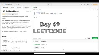 YouTube video 'Day 69: LeetCode Problem 162. Find Peak Element - Swift'
