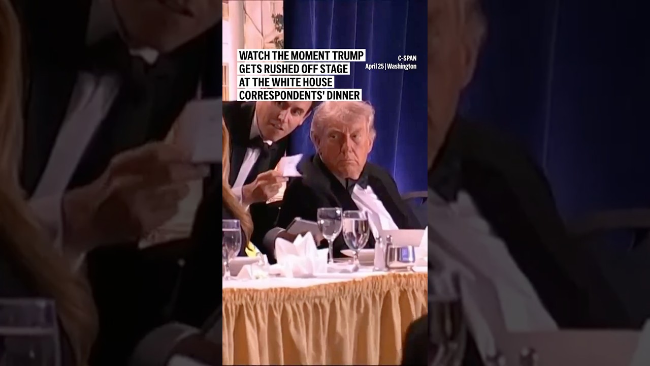 Watch the moment Trump gets rushed off stage at the White House correspondents' dinner