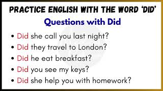50 Practice Sentences with “Did” | English Speaking Practice | Past Tense Made Easy