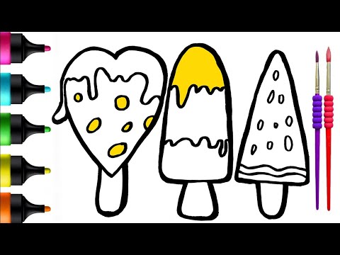 Three Scoops of Ice Cream Drawing, Painting and Coloring for Kids, Toddlers