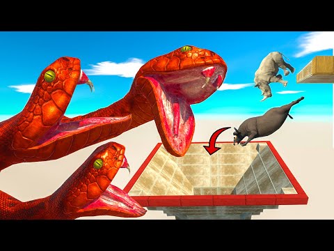 The Only ESCAPE is to JUMP into the HOLE and DON'T FALL over LAVA - Animal Revolt Battle Simulator