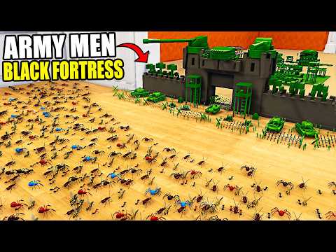 Army Men Hold BLACK FORTRESS GATES in New BATTLE SIMULATOR Mod! - Attack on Toys