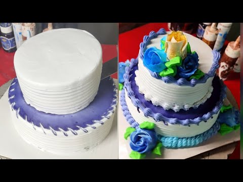 beutiful cake decorating, by blue bery colour @Aniketcake #labless #cakedecorating #cakerecepie