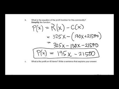 MAT140 Lesson 1: Linear Equations for Profit, Revenue, Cost