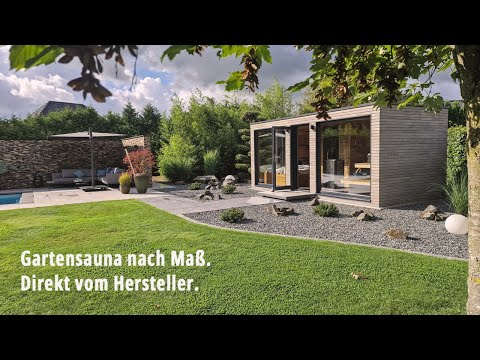 Traumhafte Gartensauna: Luxus Gartensauna | Premium Außensauna mit Dusche + Ruheraum Maßanfertigung