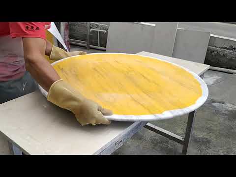 Round Volakas White Marble Table Top With Aluminum Rotating Base