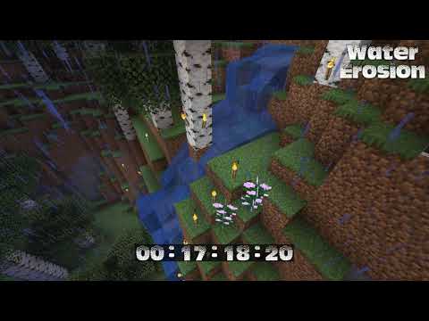 Waterfall Erosion - Time-lapse - Minecraft Water Erosion Mod