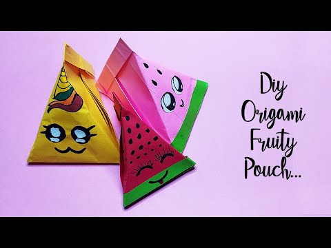 Pyramid Shape Origami Paper Gift Box | Pyramid Unicorn & Watermelon | Box Tutorial