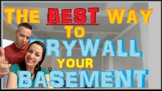 How To Hang Drywall on Basement ceilings - Best sheetrock installing method ( Apartment 10of14)