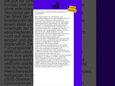 18.07.2024 - Führungskrise lähmt OSZE: Wiederwahl gescheitert...
