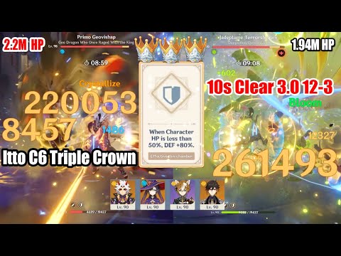Itto C6 Triple Crown 80% DEF Bonus - 10s Clear 1.94M HP 3.0 12-3 Jadeplume & 2.2M HP 12-2