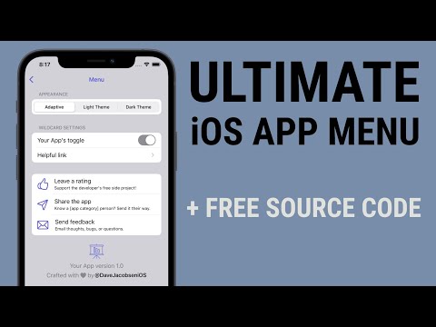 Ultimate iOS Menu Template. Dark Mode, Ratings, Share Sheet, Email & More! + Free Code thumbnail