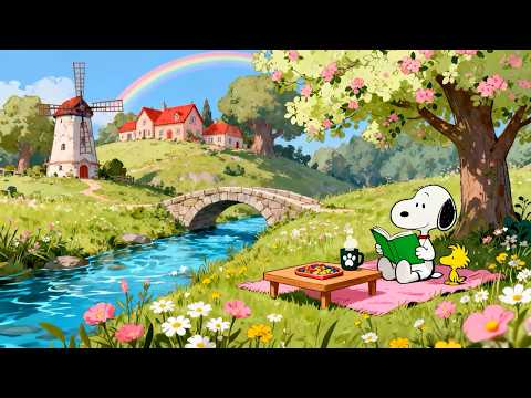 Snoopy’s Summer Riverside Picnic 🌈📖 Chill Lofi Beats for Relax, Study & Peaceful Vibes