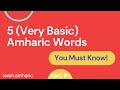 5 Very Basic Amharic Words You Must Know