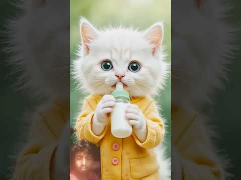 cute baby drinking milk #cat #dubidubidu #ytshorts