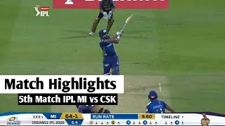 IPL 2020 : MI vs KKR | Match - 5 | MUMBAI INDIANS vs KOLKATA KNIGHT RIDERS FULL HIGHLIGHTS