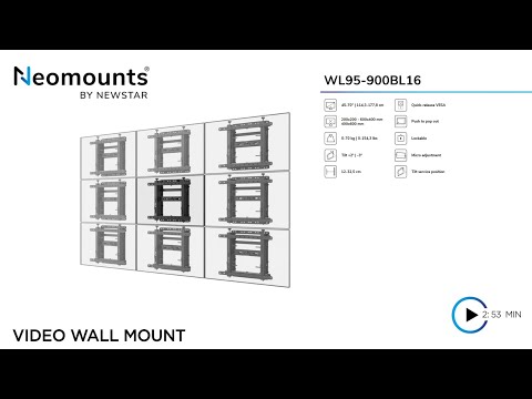 Neomounts WL95-900BL16 Push-to-Pop-Out Videowall-Wandhalterung video preview