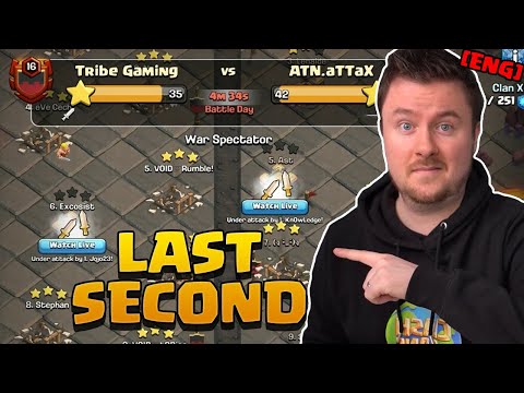 LAST SECOND LIVE attacks in the Clan War League - Tribe Gaming vs ATN.aTTaX | Clash of Clans English