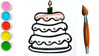 Download lagu Happy Birthday Cake art | Cake Drawing for kids | Coloring & Painting | Kids Drawing | #cake #art mp3