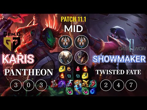 GEN Karis Pantheon vs DWG Showmaker Twisted Fate Mid - KR Patch 11.1