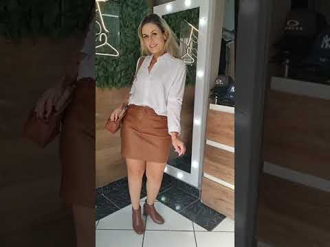 Saia Couro Fake com Elastano do P ao G – Sivest, São Manuel, SP