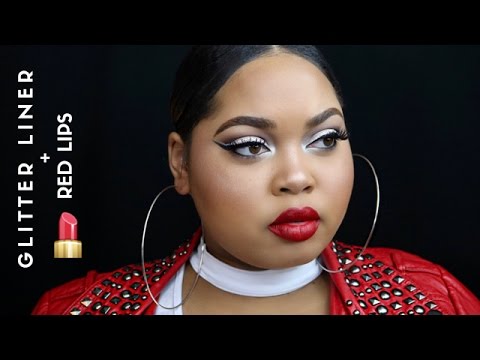 Holiday Glitter Liner + Red Lipsssss Makeup Tutorial | KelseeBrianaJai Video