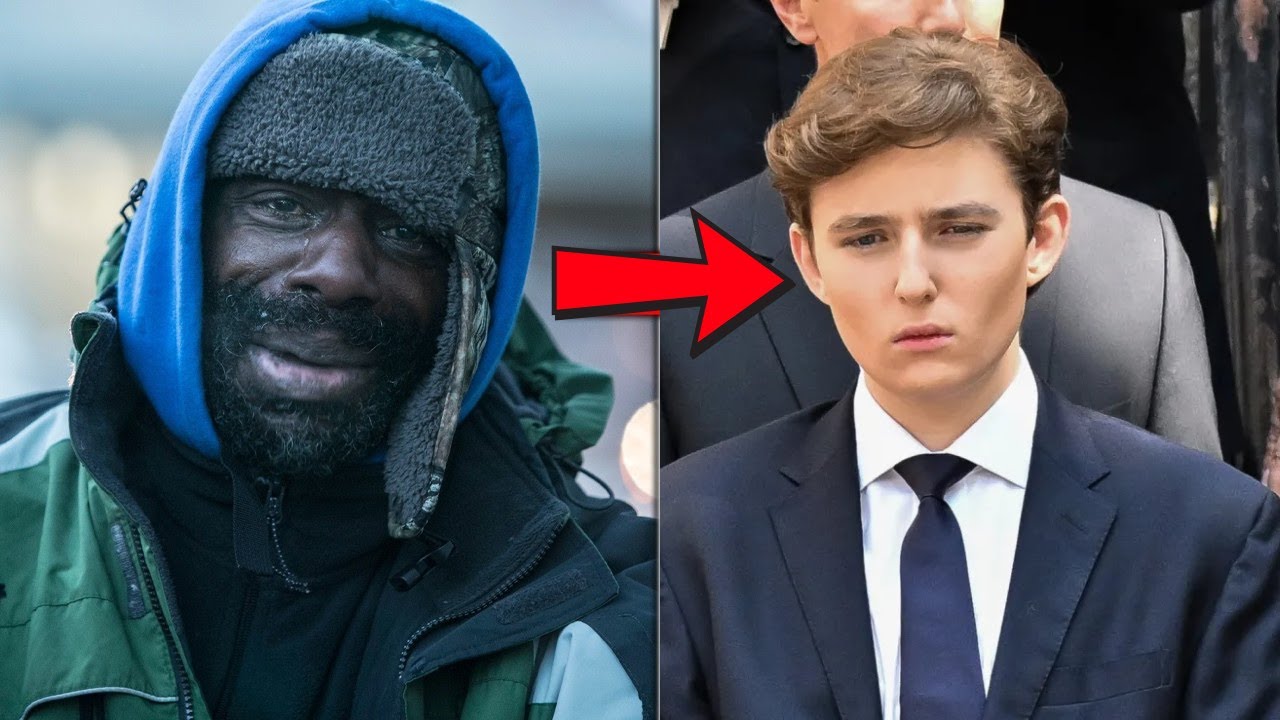 Homeless Man asks Barron Trump "Can you give me 1$?" Trump's response is SHOCKING