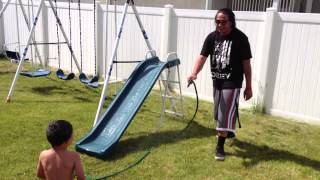 preview picture of video 'Water Slide in my backyard :)'