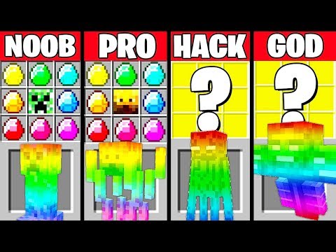 Minecraft Battle: RAINBOW MOBS CRAFTING CHALLENGE - NOOB vs PRO vs HACKER vs GOD ~ Funny Animation