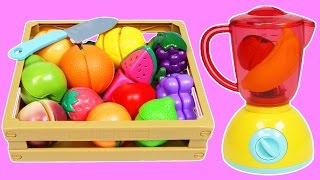 MAGIC Fruit Blender Slime Smoothie Cooking & Learn Fruit Names with Toy Cutting Velcro Fruit!