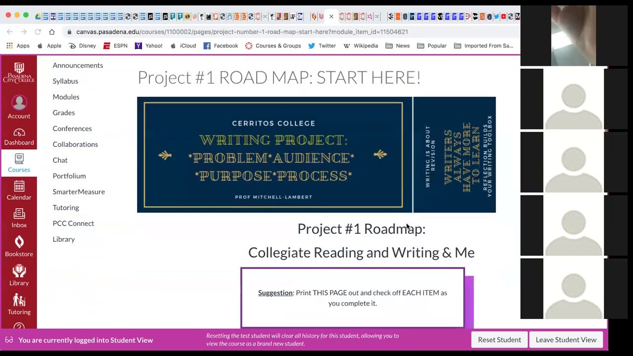 English 1A Fall 2019 Zoom Session #1