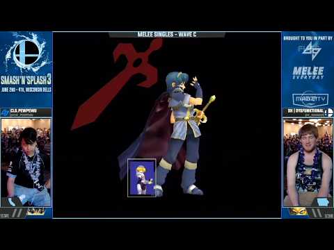 Smash n Splash 3 - CLG.PewPewU (Blue Marth) vs. Dysfuncti0nal (Sheik, Marth) - SSBM - Singles Wave C
