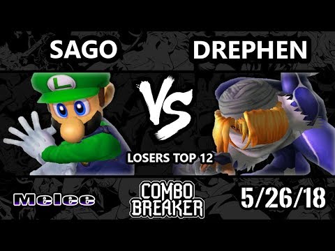 Combo Breaker 2018 Smash Melee - InC | Sago (Marth, Luigi) Vs. Drephen (Sheik) - SSBM Losers Top 12