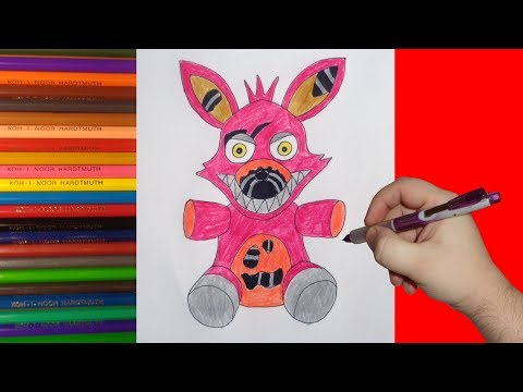 How to draw nightmare Foxy Plush, Как нарисовать ...