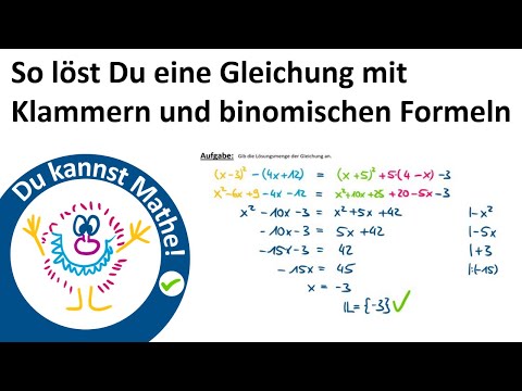Solving equations with binomial formulas and brackets