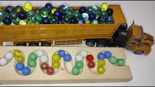 Marble Run Race ASMR #61, HABA Slope, Wooden Track , Colorful Balls, Dump Truck, Garbage Truck