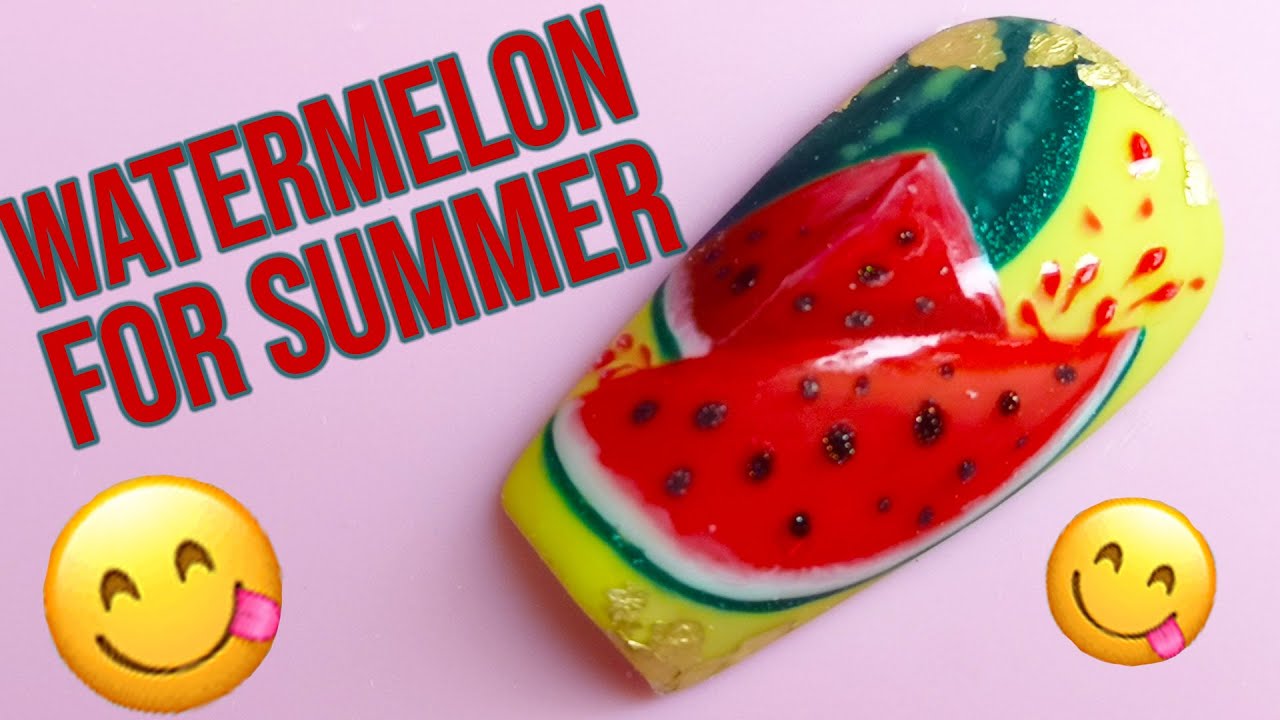 Summer Nail Designs Hand Painted Watermelon