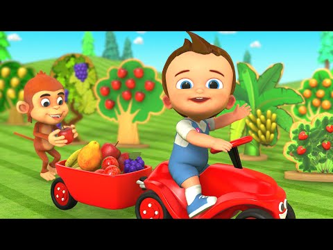 Baby Boy Learning Fruits in Farm with Monkey Truck Ride 3D Kids Learning Educational Cartoon Videos