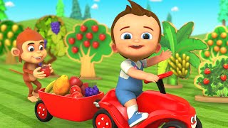 Baby Boy Learning Fruits in Farm with Monkey Truck Ride 3D Kids Learning Educational Cartoon Videos