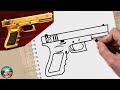 HOW TO DRAW PISTOL FREE FIRE FF DRAWING GUN PISTOL EASY STEP BY STEP - Gambar Free fire
