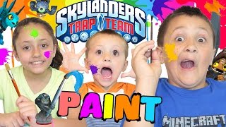 Sky Kids Paint Skylanders Trap Team!  MESSY CHILDREN Part 2 (Wave 4 Custom Painting FUN!)