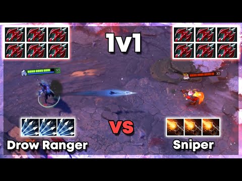 Drow Ranger vs Sniper with 6x Dragon Lance - Dota 2 1v1