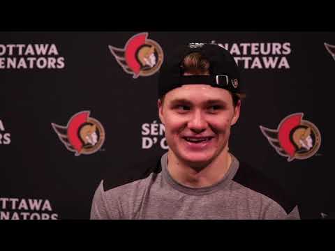 Stuetzle chats first day of training camp