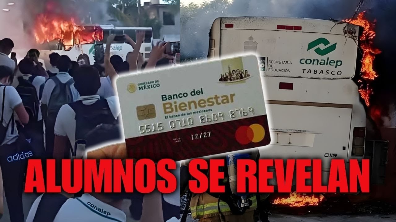 ¡Estudiantes del CONALEP QUEMAN su autobús en MÉXICO por no recibir su BECA del BIENESTAR!