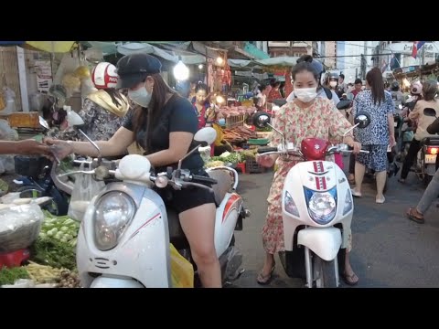 Daily life of Cambodian people at market | lively market