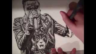 Sped-up Ink Drawing - Matty Mullins of Memphis May Fire