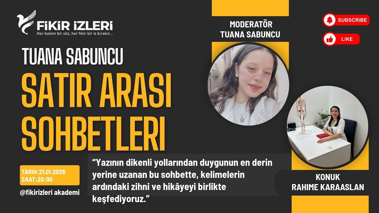 Satır arası sohbetlerin bugün ki konuğu Rahime Karaaslan sizlerle